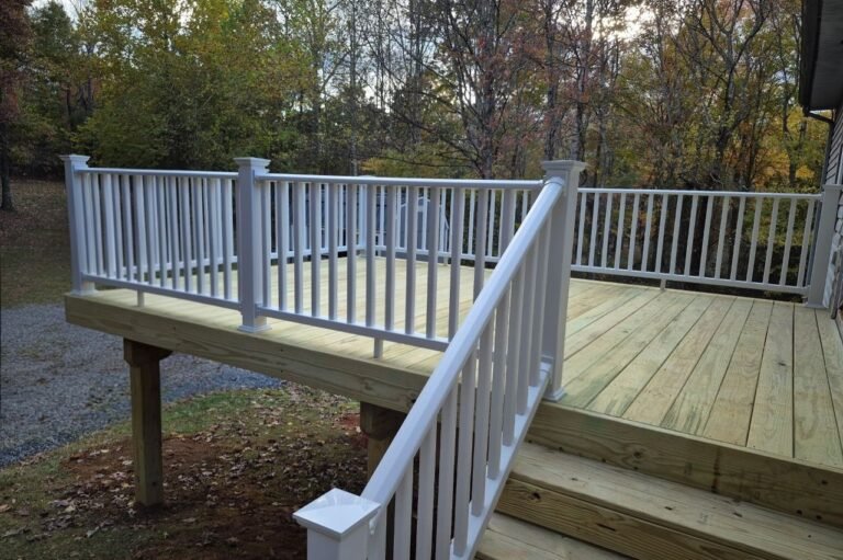 Custom Deck with White Vinyl Railing